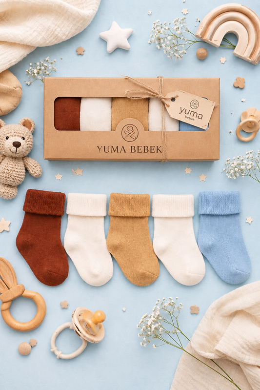 Yumabebek 5 Çift  Çok Renkli Unisex Bebek Çorabı
