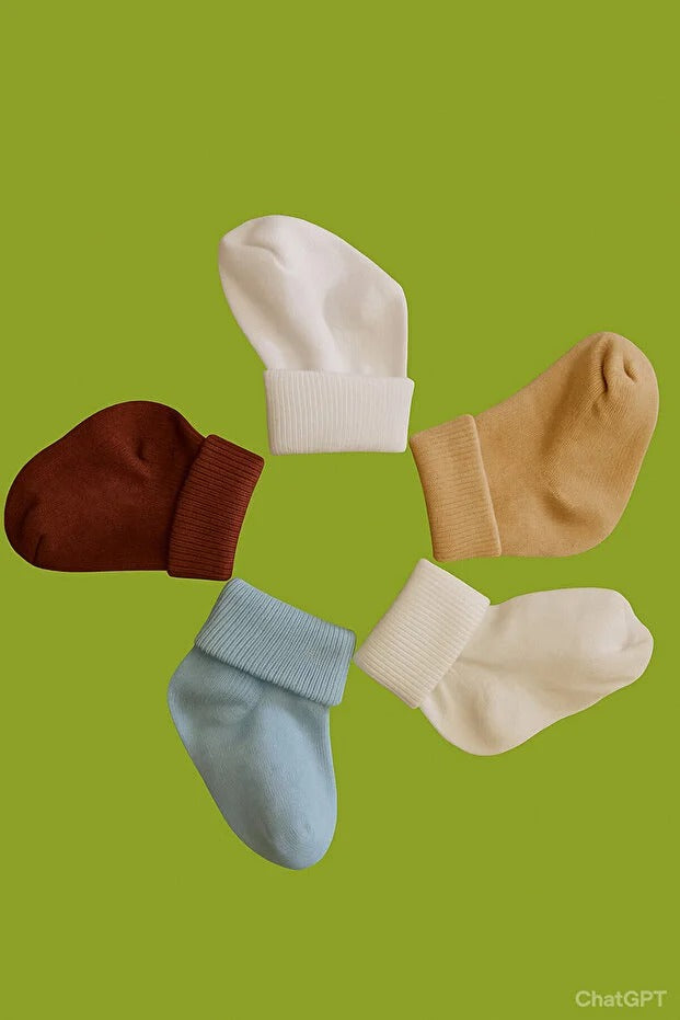 Yumabebek 5 Çift  Çok Renkli Unisex Bebek Çorabı